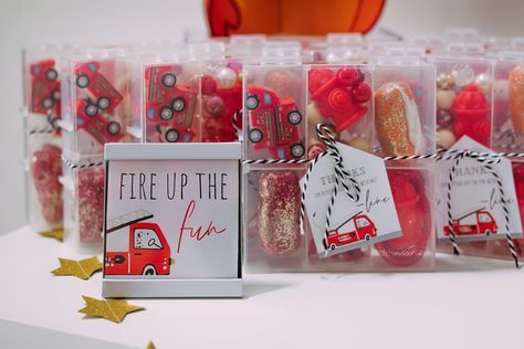 Fire Truck Birthday Favors, Fire Truck Birthday Party Favors, Fire Truck Goodie Bags, Firetruck Party Favor, Firetruck Theme Birthday Party, Fire Truck Themed Birthday Party, Fire Fighter Birthday Theme, Fire Truck Party Ideas, Emergency Vehicle Birthday Party