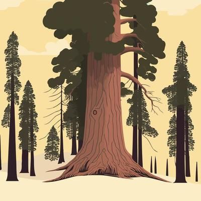 Giant Sequoia Trees, Giant Sequoia, Sequoia Tree, Vector Art, Vector Free, Royalty Free, This Is Us, Art Inspiration, Digital Art