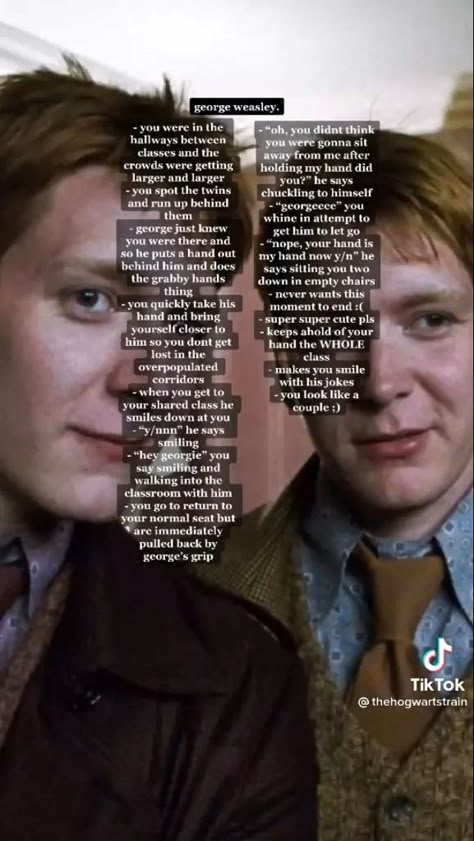 George Weasley Headcanon, Weasley Twins Fanart, Dr Aesthetic, Cute Imagines, Oliver Phelps, Fred And George Weasley, Weasley Twins, Hogwarts Aesthetic, Fred Weasley