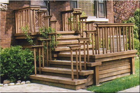 Front Entrance Wooden Steps steep | Porches, Decks, Patios - Delta C. Construction, Inc. Front Porch Stairs, Front Porch Design Ideas, Front Porch Stone, Outside Stairs, Front Porch Steps, Porch Stairs, Front Stairs, Porch Design Ideas, Patio Steps