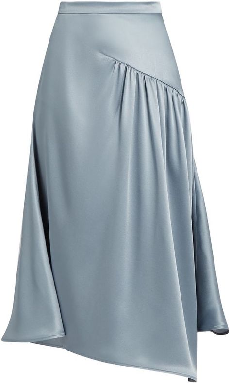 $406 (was $1127) Gathered silk-charmeuse skirt Light Blue Skirts, Shiny Skirts, Crochet Maxi Skirt, Trendy Skirts, Draped Skirt, Ruched Skirt, Classy Work Outfits, Wet Look, Layered Skirt