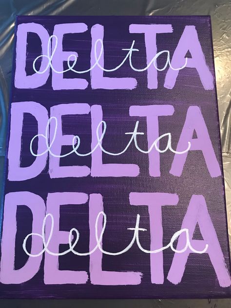 Tri Delta Painting Ideas, Purple Sorority Canvas, Tri Delta Canvas Painting, Tri Delta Painting, Delta Delta Delta Canvas, Tri Sigma Canvas, Tri Delta Canvas, Sorority Canvas Paintings, Sorority Paintings