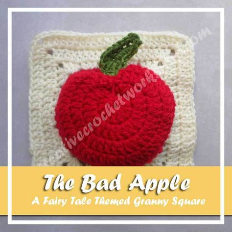 THE BAD APPLE |FAIRY TALE THEME GRANNY SQUARES|CREATIVE ICROCHET WORKSHOP Apple Granny Square, Crochet Teacher Gifts, Crochet Workshop, Crochet Apple, American Crochet, Irish Crochet Motifs, Patterns Simple, Heart Crochet, Crochet Fairy