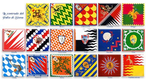 Flags of the seventeen contrade of Siena. Arch Of Constantine, Saint Peter Square, Santa Cecilia, St Peters Basilica, San Carlo, Italy Flag, Italian Traditions, Living In Italy, Vatican Museums