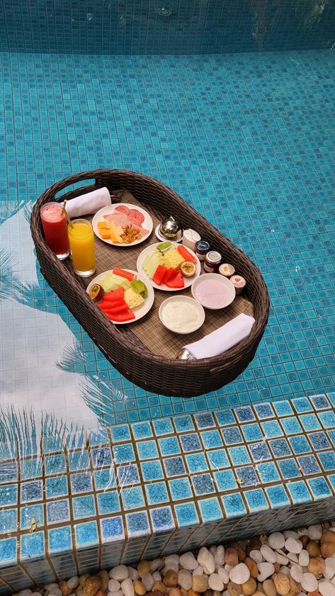 Floating breakfast at The Residence Maldives at Dhigurah Floating Breakfast, Fancy Drinks, Maldives, Bucket List, Floating, Drinks, Quick Saves