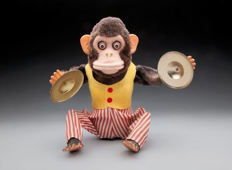 Vintage cymbal-banging monkey. Clapping Monkey, Cymbal Monkey, Monkey With Cymbals, Jolly Chimp, Monkey Gif, Sfo Airport, Dancing Monkey, Memes Stickers, All Memes