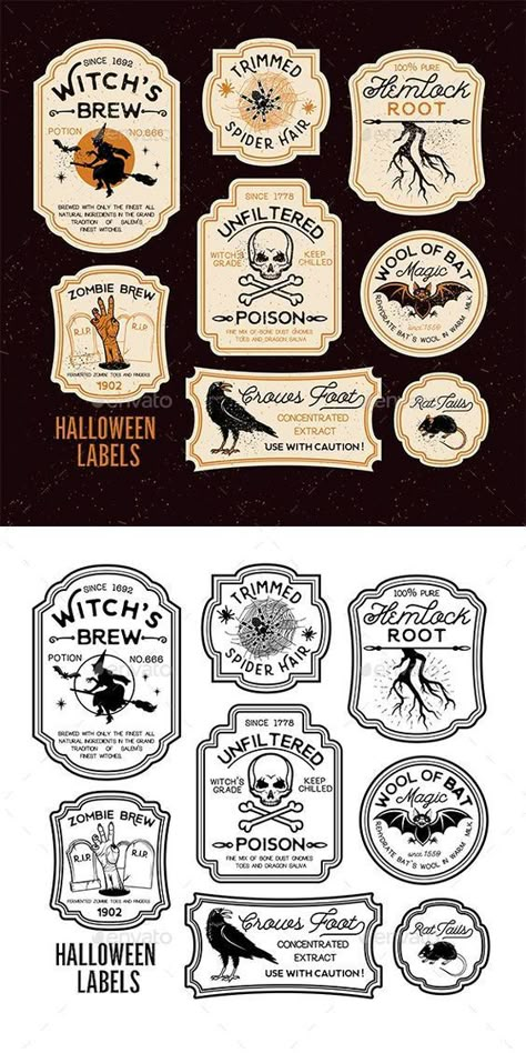 Halloween Bottle Labels, Halloween Apothecary, Apothecary Labels, Potion Labels, Halloween Fest, Halloween Bottles, Halloween Potions, Anniversaire Harry Potter, Halloween Labels