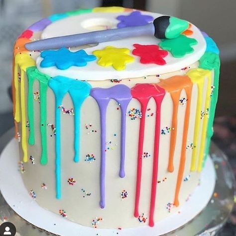 Art Birthday Cake, Fondant Art, Artist Cake, Painting Birthday, Art Birthday Party, Painting Party, Painted Cakes, Awesome Cakes, Special Cake