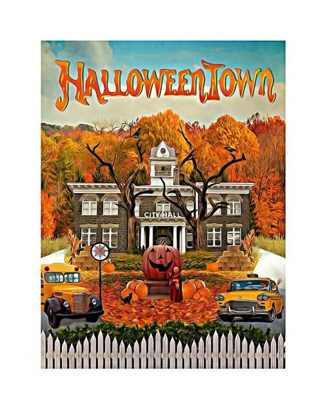 "Halloweentown" Print Retro Kunst, Deco Retro, Halloween Vintage, Cool Halloween Costumes, Halloween Town, Diy Halloween, Retro Art, Vintage Halloween, Kitchen Wall Art