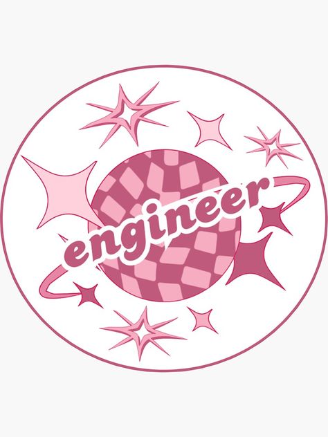 "Pink Disco Engineer" Sticker for Sale by meggwill Engineering Stickers, Engineer Stickers, Sales Engineer, Engineer Design, Pink Disco, Sticker Cute, Cool Stickers, Journal Stickers, Infant Tees