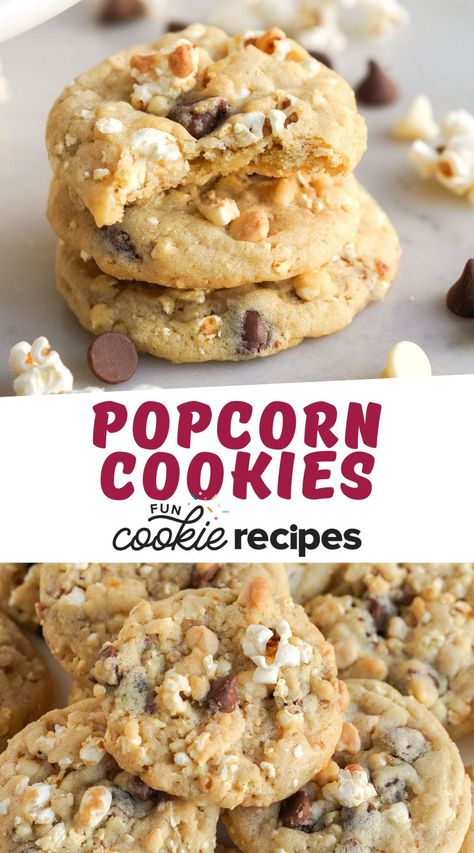 Popcorn Cookies Popcorn Cookies Recipe, Pefferness Cookies, Crazy Cookie Flavors, Captain Crunch Cookies, Panko Cookies, Cookie Contest Winner Recipe, Weird Cookie Recipes, Fun Popcorn Recipes, Mini Cookies Recipe