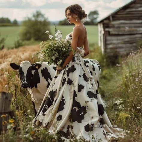 Cow Print Wedding, Print Wedding Dress, I Love Cows, Country Wedding Pictures, Country Western Wedding, Cute Country Couples, Western Themed Wedding, Casual Country Outfits, Country Theme Wedding