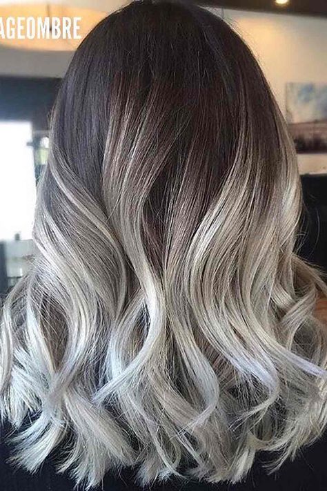 What Is Balayage Hair And Best Ideas To Go For - Love Hairstyles Blonde To Grey Balayage, Balayage On Greying Hair, Grey Hair Balayage Dark Roots, Grey Hair Colour Ideas, Dark Roots Grey Hair Balayage, Gray Balayage On Brown Hair, Grey Hair Balayage, Dramatic Balayage, Grey Balayage Hair