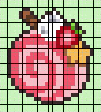 Strawberry Pixel Art Grid, Strawberry Grid Pattern, Food Pixel Art Grid, Kawaii Pixel Art Grid, Pixel Art Strawberry, Y2k Pixel Art, Fruit Pixel Art, Strawberry Pixel Art, Cake Pixel Art