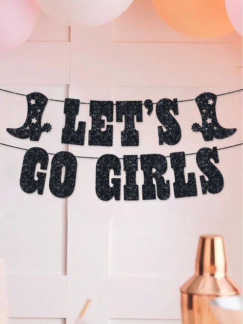 1 Set Let's Go Glitter Banner - 5 Ft. | Bachelorette Party Decorations, Cowgirl Birthday, Last Rodeo Backdrop, Nashville, Cow Rodeo ThemeI discovered amazing products on SHEIN.com, come check them out! Last Rodeo Aesthetic, Rodeo Bachelorette Party Decorations, Nashville Bachelorette Decor, Last Rodeo Bachelorette Party Decorations, Country Bachelorette Party Themes, Bachelorette Cowgirl Theme, Wild West Bachelorette Party, The Last Rodeo Bachelorette, Rodeo Backdrop