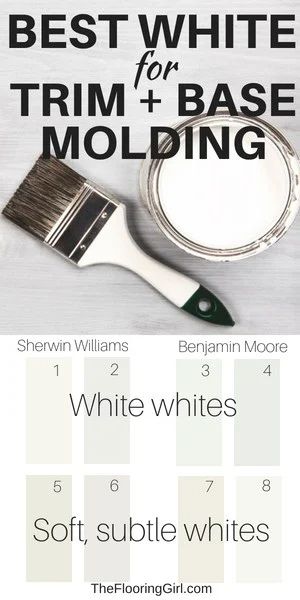 White Paint For Trim, White Baseboards, Painting Trim White, Base Molding, Trim Paint Color, Interior Paint Colors Schemes, White Molding, Diy Organizer, Best White Paint