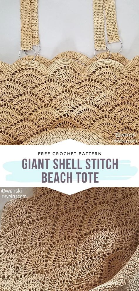 Crochet Beach Bags Free Patterns Crochet Shell Bag Free Pattern, Beach Crochet Patterns Free, Crochet Shell Purse, Beach Bag Crochet Pattern, Beach Crochet Pattern, Scallop Stitch Crochet, Crochet Seashell Bag, Scallop Crochet Pattern, Crochet Beach Bag Free Pattern