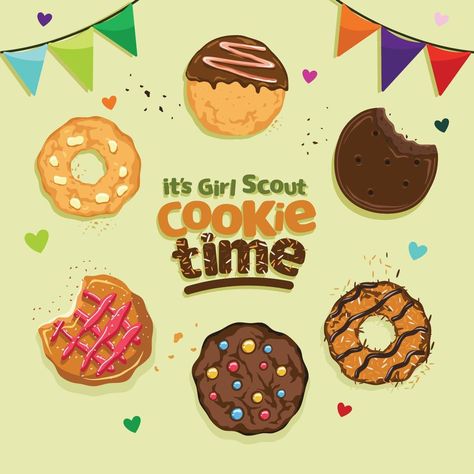 Girls Scout Cookies Party Concept Girl Scout Cookies Aesthetic, Party Concept, Cookie Clipart, Scout Mom, Cookies Party, Scout Activities, Cookie Time, Cookie Party, Free Girl