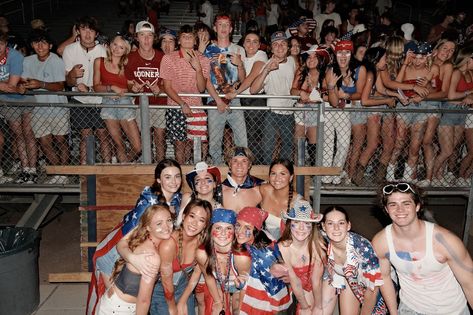 Football game Football theme Highschool football FNL THEME USA THEME Superhero Fnl Theme, Usa Student Section Theme, Usa Fnl Theme, Country Football Game Theme, Usa Themed Football Game, Usa Football Theme, Black Out Football Game, Asb Ideas, Football Season Outfits