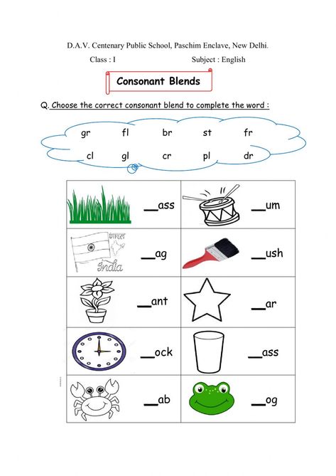 Consonant Blends Worksheets Kindergarten, Blending Words Worksheets, Activity For Class 1, Diagraph Worksheets, Kindergarten Blends, Phonics Blends Worksheets, Consonant Blends Activities, Consonant Blends Worksheets, Phonics Assessments