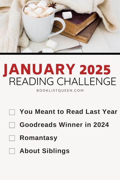 Booklist Queen's 2025 Reading Challenge | Booklist Queen January Book Challenge, January Challenge 2025, Book Challenge Ideas, January Reading Challenge, 2025 Reading Challenge, Literature Major, 100 Book Challenge, January Reading, January Challenge