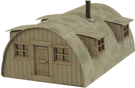 PN815 Nissen Hut Laser Cut Card, Quonset Homes, Arched Cabin, Quonset Hut, Temporary Housing, Laser Cut Cards, N Gauge, Laser Cut Kit, Dormer Windows