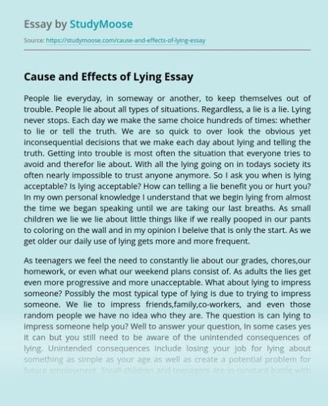 Cause And Effect essays on studymoose Essay Types, Cause And Effect Essay, People Lie, Truth And Lies, Essay Writing Tips, Essay Examples, Essay Topics, Cause And Effect, Genetically Modified