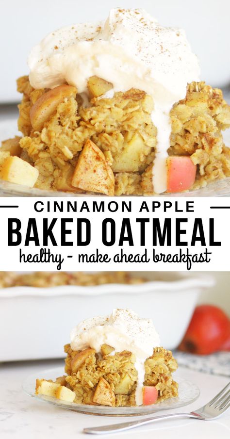 Apple cinnamon baked oatmeal is an easy and healthy make ahead breakfast for kids and a healthier and more filling form of classic apple pie. Filled with heart healthy oats, chopped apples and sweetened with honey this recipe is a family favorite!