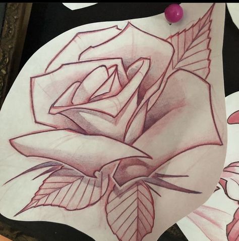 Rose Tats, Neo Traditional Roses, Graffiti Alphabet Wildstyle, Ink Tattoo Design, Owl Tattoo Drawings, Red Tattoo Ideas, Red Ink Tattoo, American Traditional Tattoo Ideas, Rose Drawing Tattoo