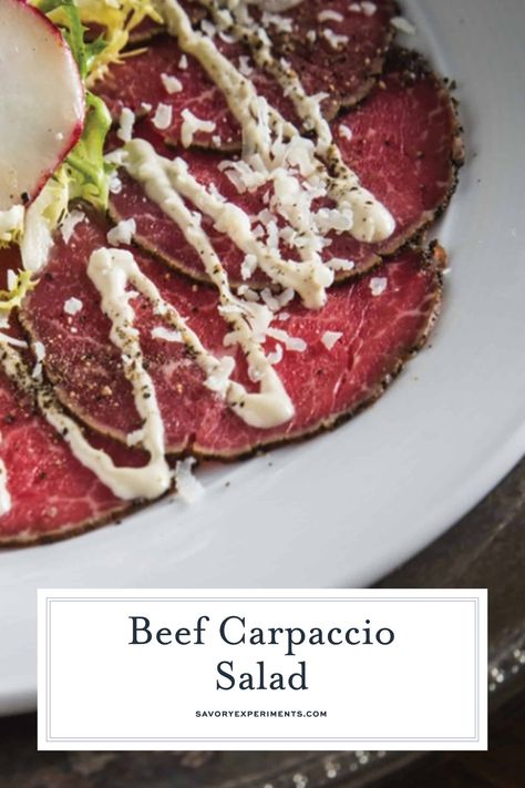 Carpaccio Sauce, Beef Carpaccio Recipe, Beef Carpaccio Salad, Elegant Salad, Carpaccio Recipe, Beef Carpaccio, Best Beef Recipes, Wine Dinner, Wine Pairings