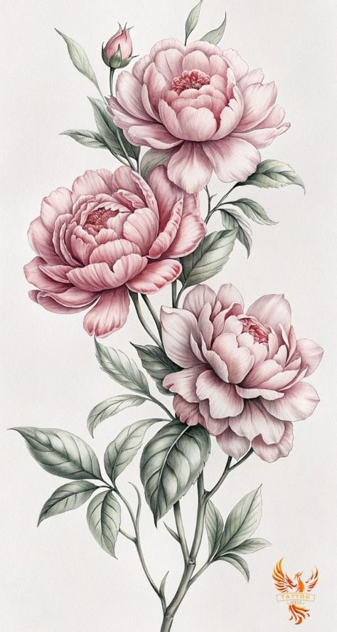 Peony Reference, Peonies Illustration, Aesthetic Drawing Ideas, Patola Pattern, Drawing Ideas Aesthetic, Flower Hd, Peony Illustration, Traditional Tattoo Flowers, Explore Aesthetic