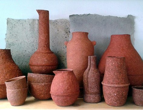 Paper Mache Vessels, Paper Mache Vase, Paper Props, Paper Mache Clay, Paper Pulp, Paper Mache Crafts, Paper Bowls, Shredded Paper, Paper Creations