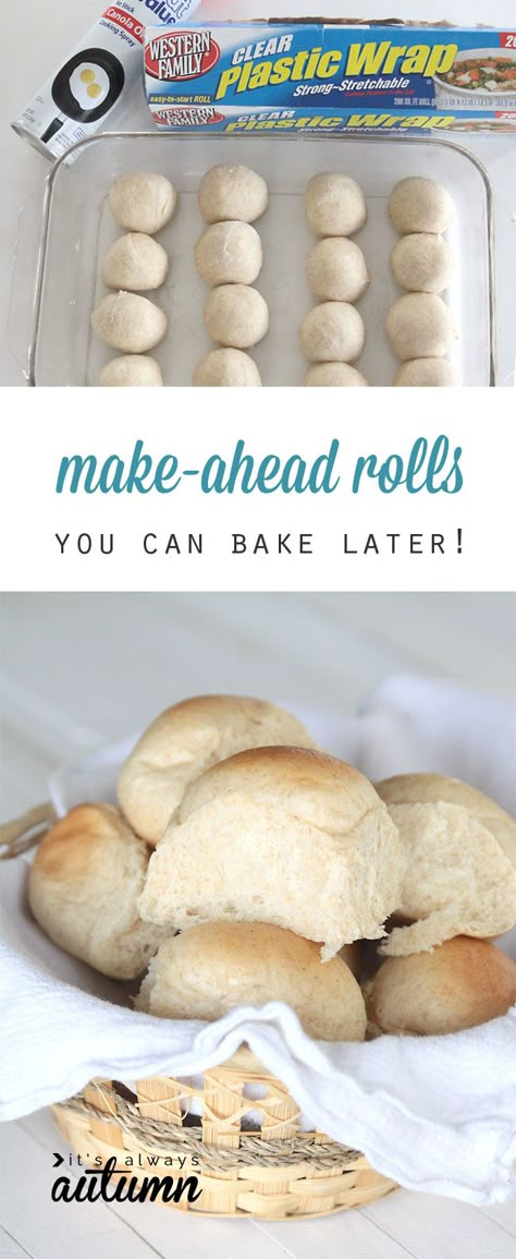 did you know you can make roll dough ahead and refrigerate or freeze it, then bake later? perfect for busy days and holiday dinners! How To Freeze Bread Dough Dinner Rolls, Dinner Roll Dough In Bread Machine, Freeze And Bake Rolls, How To Freeze Dough For Rolls, Freezer Bread Recipes, Dinner Rolls From Pizza Dough, Make Ahead Yeast Rolls Thanksgiving, How To Freeze Homemade Dinner Rolls, Make Ahead Bread Machine Dinner Rolls