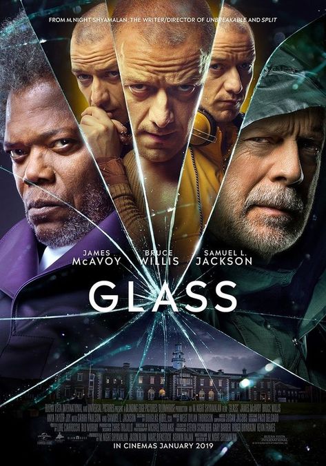 M.night Shyamalan, Glass Movie, Tam Film, Edward Norton, Kevin Costner, James Mcavoy, Poster Minimalist, Movies 2019, Bruce Willis