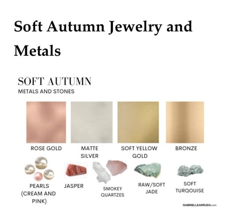 Soft Autumn Jewelry Colour, Soft Summer Metallics, Soft Summer Gold Or Silver, Soft Autumn Jewellery, Soft Autumn Gold Or Silver, Soft Autumn Color Palette Jewelry, Soft Autumn Glasses, Soft Autumn Shoes, Soft Summer Jewelry