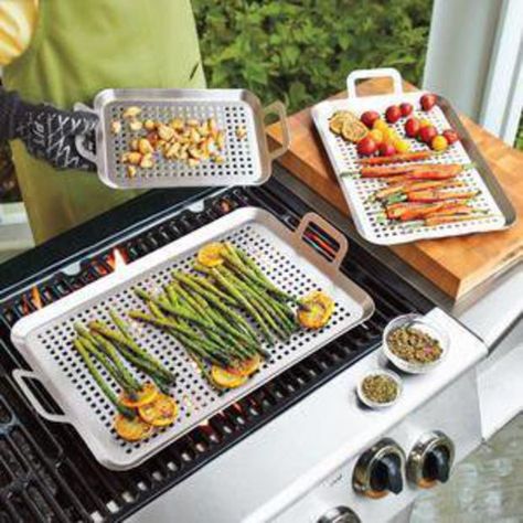 Small Stainless Steel Grill Grids - Grills & Griddles - Cookware - Sur La Table Bakery Accessories, Grilling Veggies, Steel Grill, Lake Side, Grill Plate, Stainless Steel Grill, Grilled Veggies, Grilling Tools, Small Meals