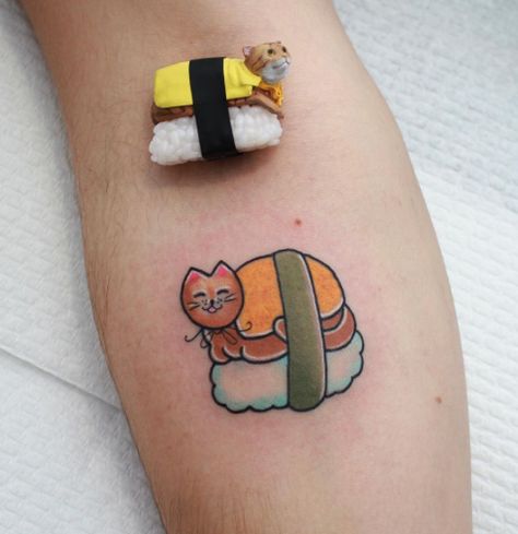 Sushi Roll Tattoo, Sydney Tattoo, Sushi Cat, Best Tattoo Ideas, Sushi Roll, Abyssinian Cats, Girly Tattoos, Tattoos Gallery, Best Tattoo