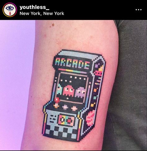 Stardew Valley Tattoo Ideas, Arcade Tattoo, 8 Bit Tattoo, Nostalgic Tattoos, Nostalgia Tattoo, Final Fantasy Tattoo, Fantasy Tattoo, Empty Canvas, Gaming Tattoo