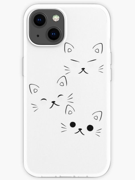 This is an adorable phonecase with ink cat faces! Cute, pattern, happy, aesthetic, outfit, kawaii, harajuku, anime, cats, kittens, cat lady, cat lover, lineart, simple, minimal, dreamcore, dreamy, soft #phonecase #phone Drawings For Phone Cases, Simple Phone Case Design, Simple Phone Cover, Lineart Simple, Cat Mobile, Journal Mood Tracker Ideas, Happy Aesthetic, Bullet Journal Mood Tracker, Diy Phone Case Design