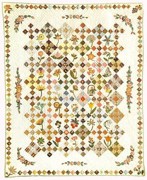 Calico Garden Quilt pattern 9 Patch Quilt, Appliqué Quilts, Nine Patch Quilt, Applique Quilt Patterns, Primitive Gatherings, Garden Quilt, Nine Patch, Crib Quilt, Antique Quilts