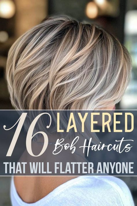 Who says a bob has to be blunt? You can totally rock a layered bob, regardless of your face shape or hair texture. Check out the list below to find the perfect layered bob haircut for you! Short Bob Hairstyles With Layers, Shorter Hair With Layers, Layered Chin Length Hair, A Line Haircut With Layers, Stacked Angled Bob Hairstyles, Short Angled Bob With Layers, Layered Bob Hairstyles Chin Length, Mid Length Stacked Bob Haircut, Chin Length Hair With Layers Texture