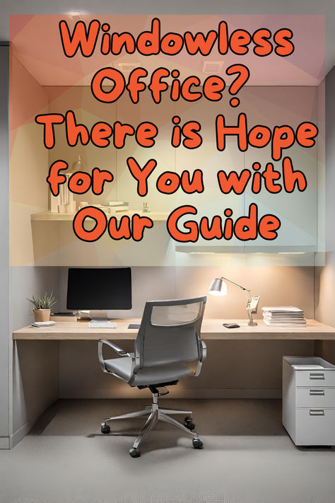 windowless office lighting Small Home Office No Window, Art For Windowless Office, Small Office With No Windows, Office With No Natural Light, Small Office No Windows Interior Design, Small Windowless Office Ideas, Windowless Home Office, No Window Office Decor, No Window Office Ideas