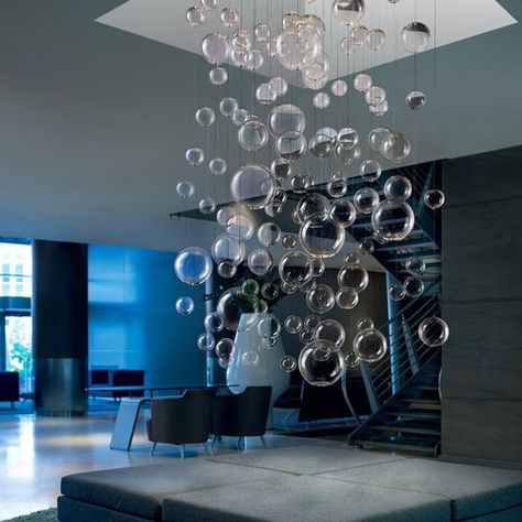 Carillons Diy, Bathroom Chandelier, Diy Luminaire, Contemporary Ceiling Light, Bubble Chandelier, Bubble Lights, Deco Luminaire, White Chandelier, Globe Chandelier