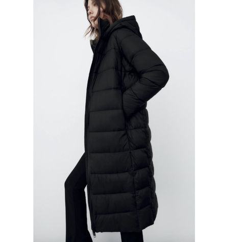 Zara Water-Repellent Packaway Puffer Coat Colorblack Ref4391/703 4341/833 Brand New With Tags , 100% Genuine And Authentic Extra Lightweight Puffer Coat With A High Collar, Hood And Long Sleeves. Featuring Side Pockets And A Thermo-Sealed Zip-Up Front. Outer Shell 100% Nylon Lining 100% Nylon Filling 100% Polyester The Approximate Measurements Done With Item Laying Flat +-0.5 Tag Size: Xs Shoulder: 14.5in Pit To Pit: 20.5in Sleeves: 24in Overall Length: 42in Tag Size: S Shoulder: 14.5in Pit To Pit: 21.5in Sleeves: 24in Overall Length: 42in Tag Size: M Shoulder: 15.5in Pit To Pit: 22in Sleeves: 24.5in Overall Length: 43.5in Tag Size: L Shoulder: 16.25in Pit To Pit: 22.75in Sle Puffy Coat Outfit, Long Black Puffer Coat, Quilted Anorak, Puffer Coat With Hood, Black Puffer Coat, Outfit Zara, Wind Protection, Long Puffer Coat, Puffy Coat