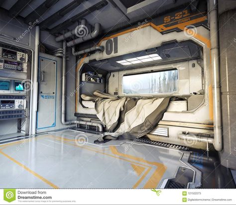 Spaceship Interior Bedrooms, Spaceship Bedroom, Book Retreat, Sci Fi Apartment, Sci Fi Bedroom, Sci Fi Rooms, Spaceship Room, Scifi Room, Cyberpunk Interior