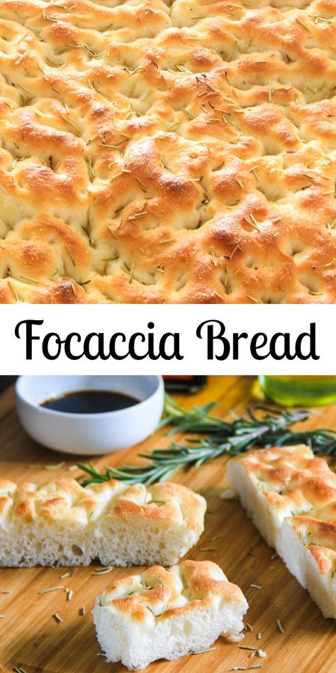 Homemade focaccia bread is simple to make, with a crusty outside and soft and chewy on the inside. It goes great with dipping sauces or just oil and vinegar. #homemadebread #homemadefocaccia #focacciabread #easybreadrecipe #easyfocacciarecipe Facassica Bread, Facattia Bread Recipe, Ficcatcha Bread, Ficashia Bread Recipe, Fucatchia Bread, Ficcochia Bread, Forcattia Bread, Faccasha Bread, Faccocia Bread Recipe