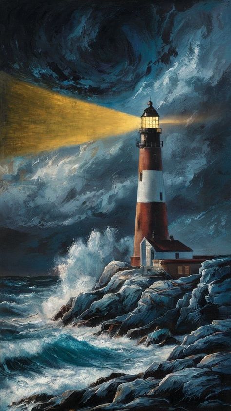 Couple Matching Wallpaper, Matching Wallpaper Aesthetic, Couple Matching Wallpaper Aesthetic, Oil Picture, Lighthouse Drawing, Moon Ocean, Landmarks Art, Trippy Designs, Lighthouse Painting