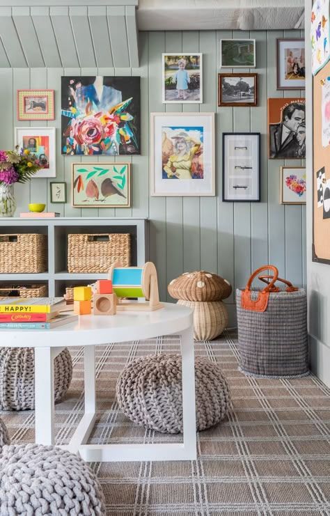 Topo's Casa — Taylor Hill Interior Design Elementary Age Playroom, Teal Playroom, Eclectic Playroom, Sophisticated Playroom, Colorful Playroom Ideas, Whimsical Playroom, Big Kids Playroom, Kids Tv Room, Blue Playroom