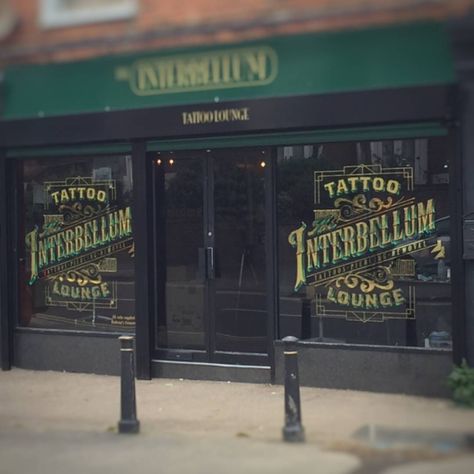 Tattoo Shop Window, Room Tattoo, Studio Renovation, Gold Leaf Signs, Tattoo Lounge, Paul Banks, American Cafe, Lost Property, Tattoo Store