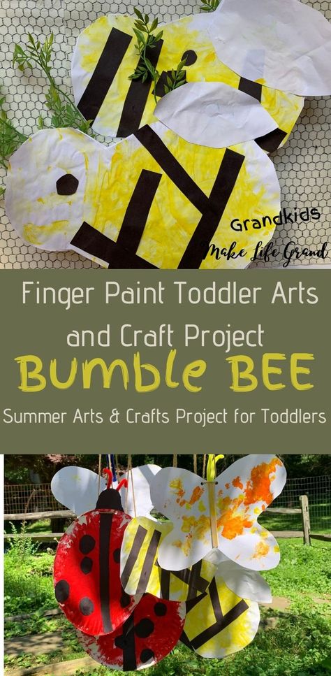 Finger Painting Bee Craft for Toddlers Bee Day Activities For Toddlers, Bug Art Toddlers, Bee Art For Toddlers, Bumble Bee Art Preschool, Bee Art Toddlers, Bumblebee Activities For Preschool, Bee Toddler Activities, Bee Craft For Toddlers, Preschool Bumble Bee Craft